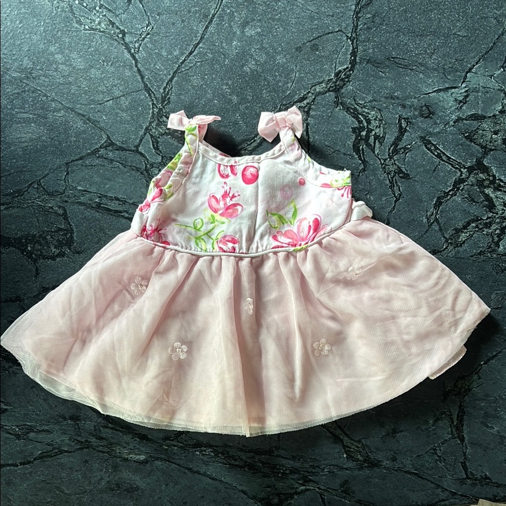Youngland Pink and White Baby Dress